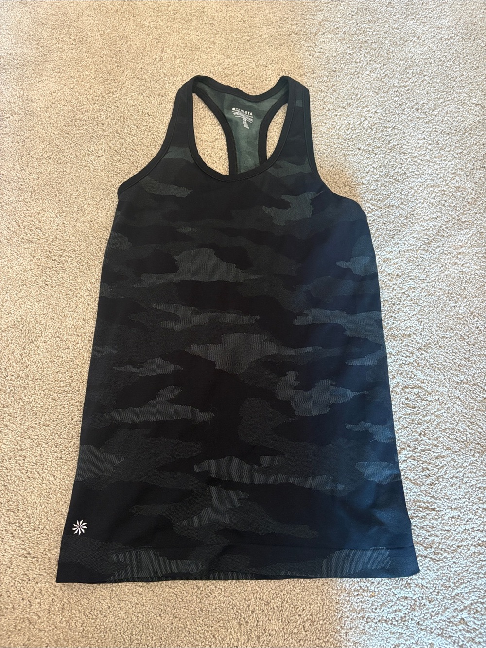 Athleta Black & Charcoal Camo Racerback Tank
